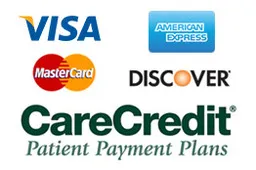 Visa, American Express, MasterCard, Discover, CareCredit logos